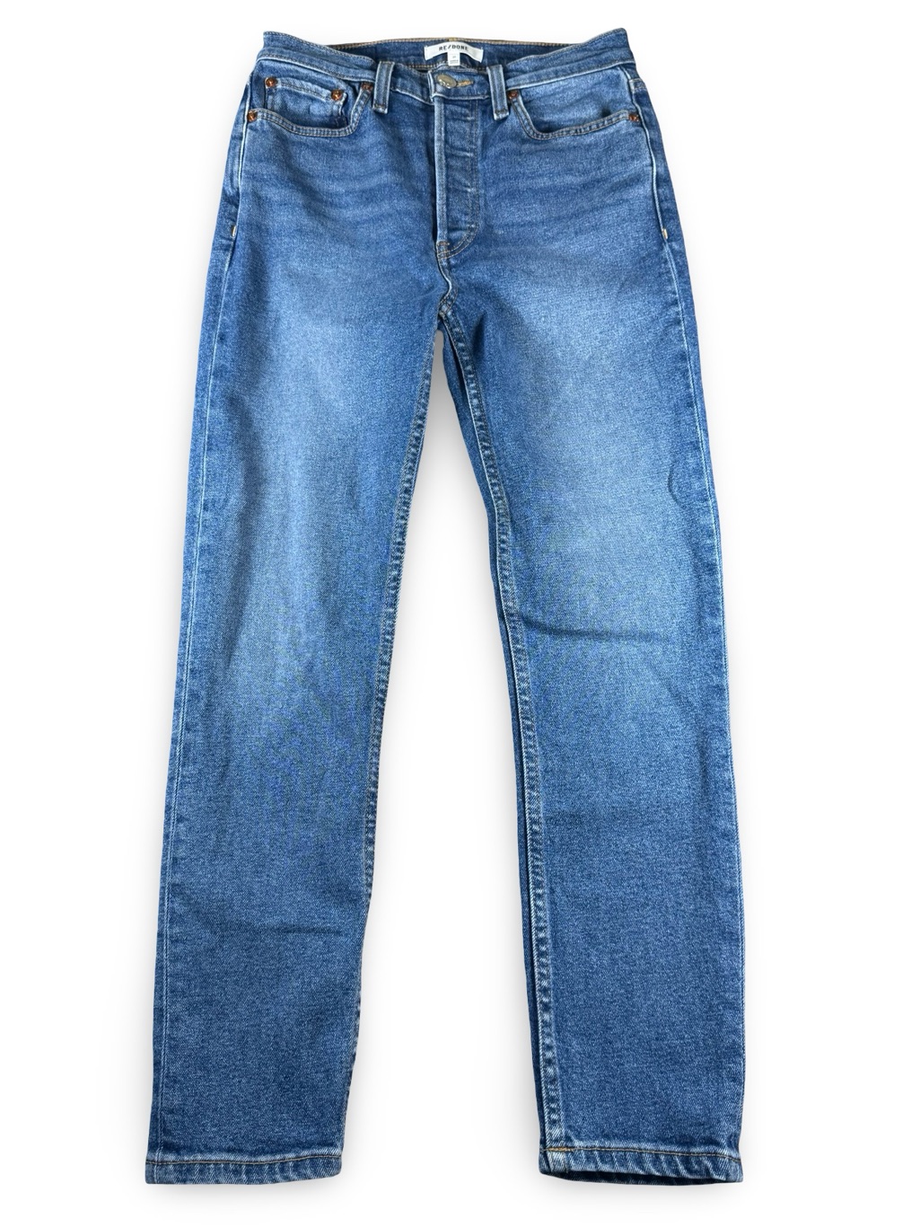 Re/Done 90's High Rise Ankle Crop Button Fly Denim Jeans Skinny Size 27 Women's